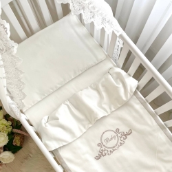 Set lenjerie de schimb pentru patut bebe 3 piese Baby King latte